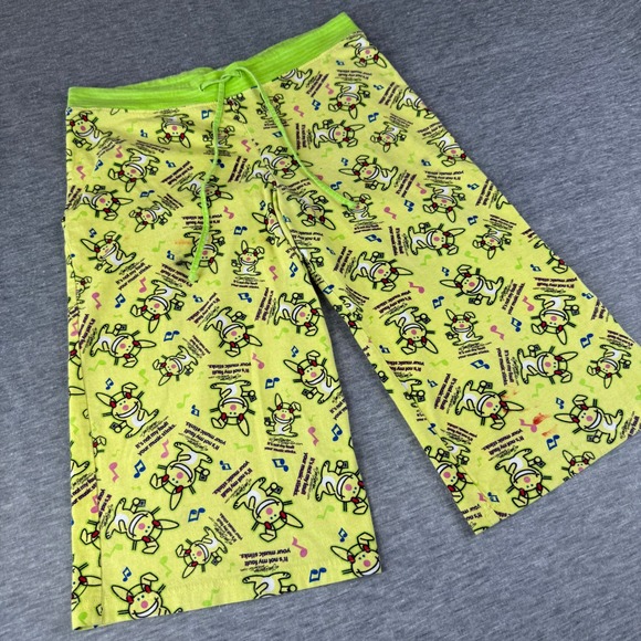 It's Happy Bunny Pants Pajama Loungecore Cartoon Print Drawstring Capri Pants - Picture 1 of 7